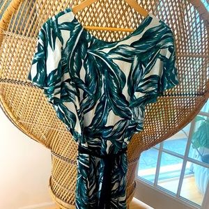 Who What Wear linen palm print dress